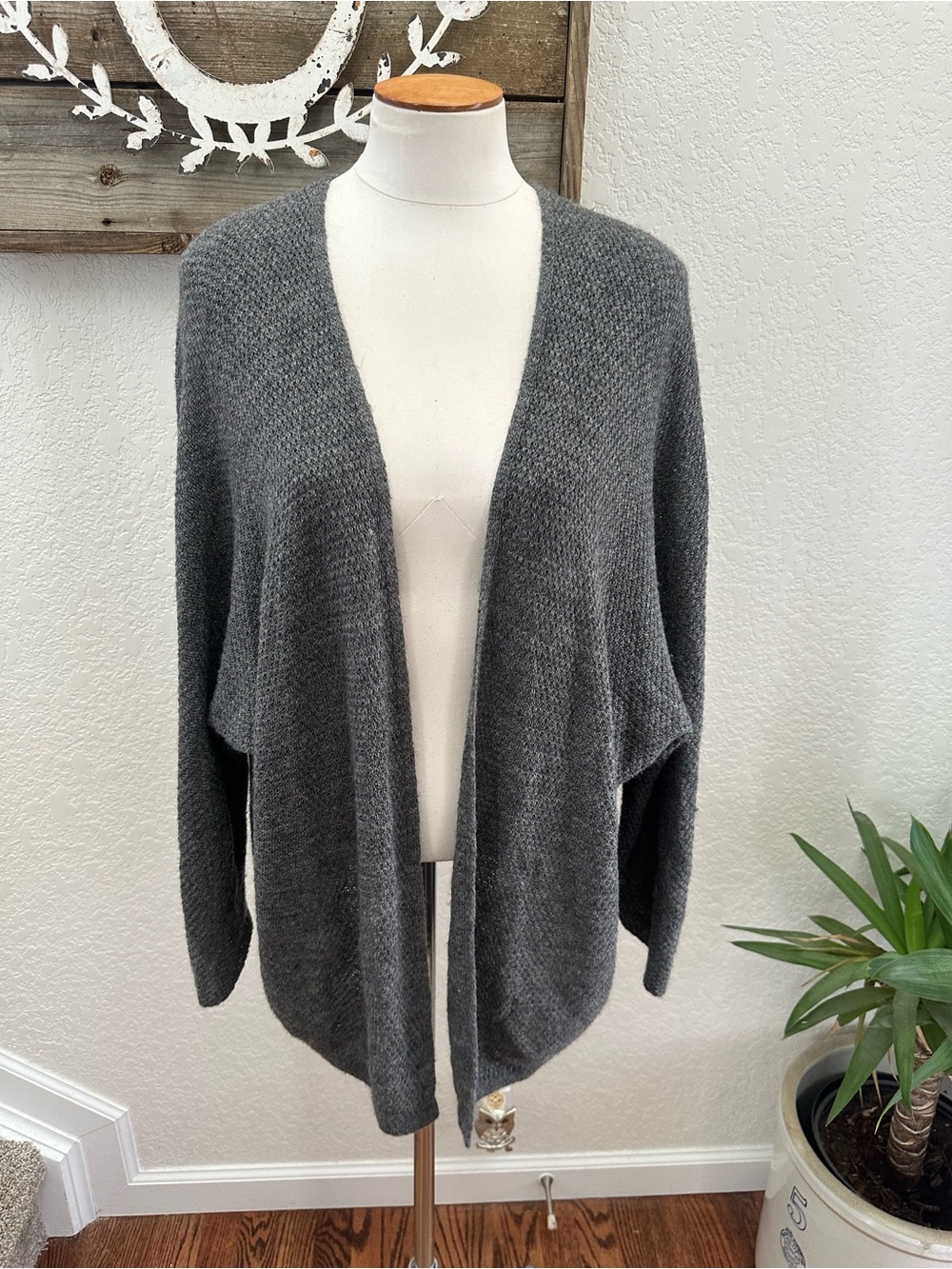 Brandy Melville gray open front slouchy cardigan OS